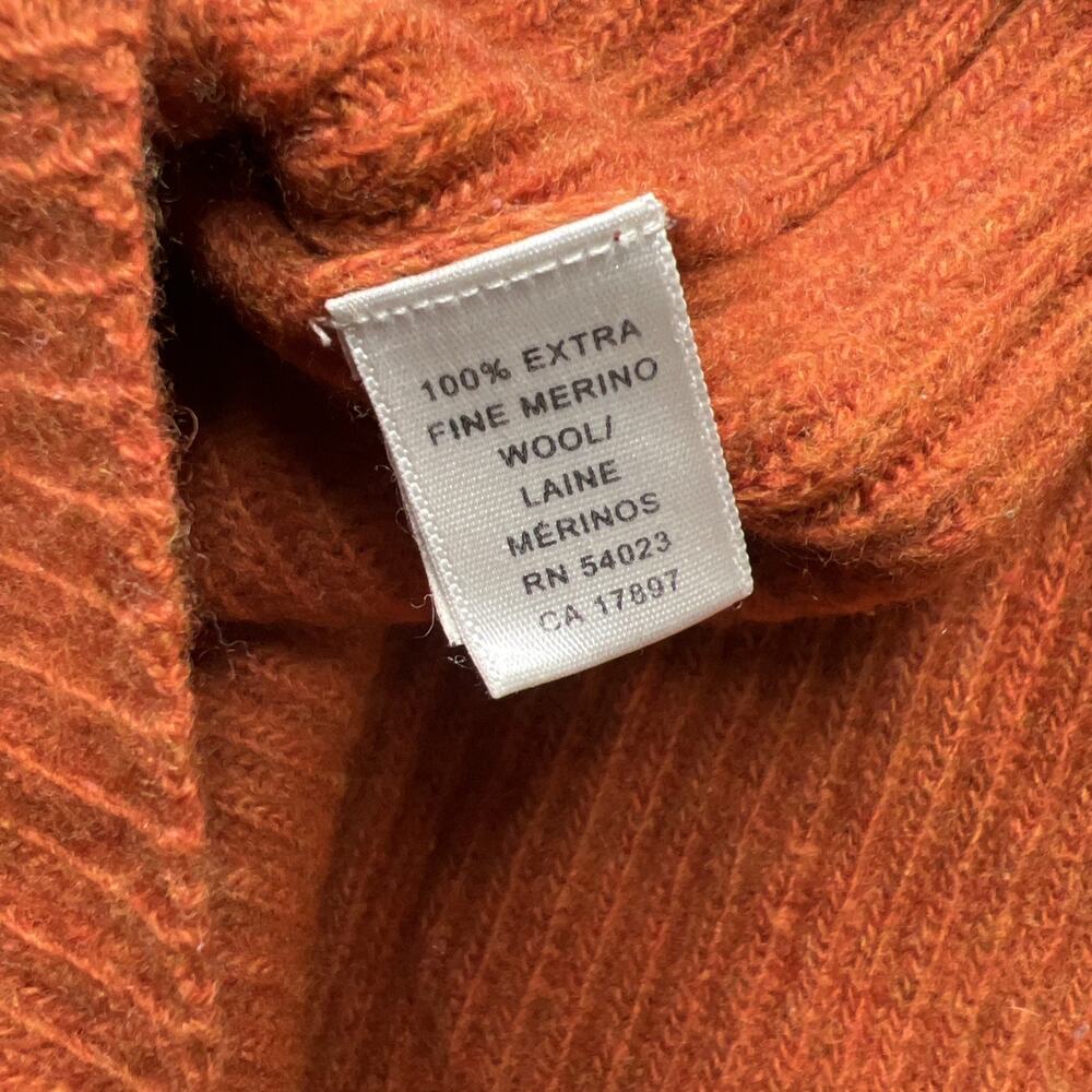 Vintage Banana Republic Italian Merino‎ Wool Sweater Orange V Neck Women S 2005 - Picture 6 of 7